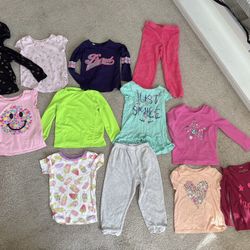 12pc Baby girl 2T/24 months cloth top shirt & pant bottom long sleeve & short sleeve toddler girl infant  Most cloths have some stains so price is che