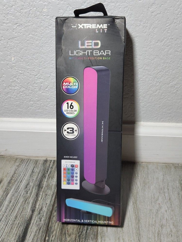 Xtreme Multi-Color Horizontal/Vertical LED Light Bar with Multi-Position Base, 16 Colors, 7 Modes, Unique Effects, Sound-Reactive, Connects to Any 5-V