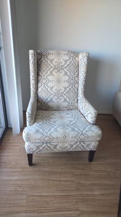 Crate & Barrel Patterned Wingback Armchair