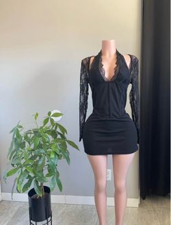 Black lace corset mini dress
