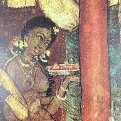 Original Antique Vintage Fine Art INDIA Print Poster Ajanta Caves Wall Painting 1950’s Italy Printed Collectible