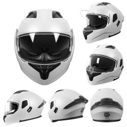 Adult Modular Motorcycle Helmets, DOT Approved Flip up Dual Visor Full Face Helmet for Men Women Moto ATV UTV Snowmobile ADV Four Wheeler Street Bike 