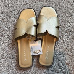 Ladies Gold Slide Sandals