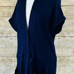 Ann Taylor Size Small Navy Blue Button-Up Cardigan