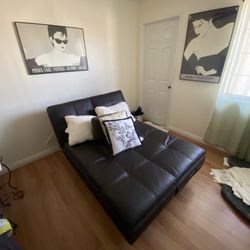 Brown leather futon