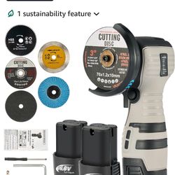 Angle Grinder Tool,Cordless Portable Angle Grinder with 2pcs 16.8V 2000mAh Battery 5-Cutting Discs 28000rpm,Power Angle Grinder for Wood Metal Stone C