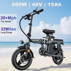 EOEOTEO Small Electric Bikes for Adults 500W 22MPH 32Mlies Folding Commuting E-bike, Black