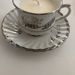 Old Foley James Kent Staffordshire cup and saucer with candle made in England