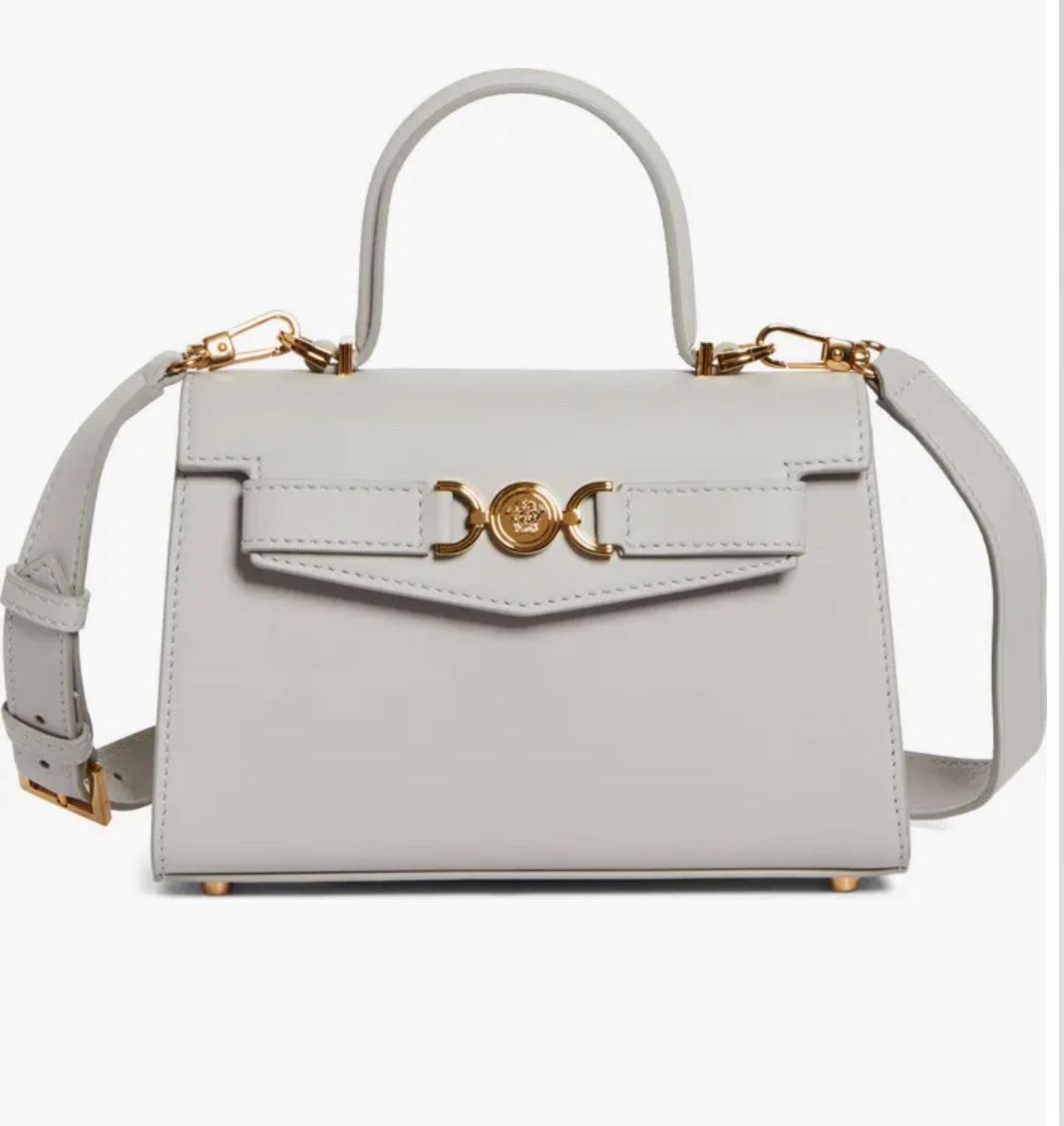 NEW Versace Medusa ’95 Mini Tote Bag Gray Leather Gold Hardware w/ Dust Bag
