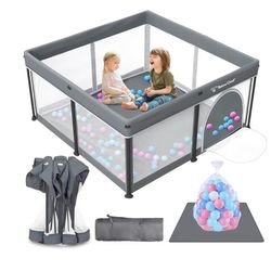 Taleco Gear Foldable Baby Play Pen with Mat, 44''x44'' Playpen for Babies and Toddlers, Playpen for Baby with Gate, Breathable,Foldable (Firm Price)