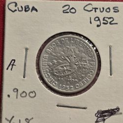 1952 Patria Y Libertad 20 Centavos Silver Coin Lot A 