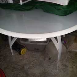 Umbrella patio table.
 Big.