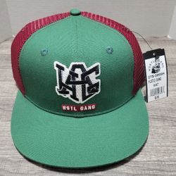 Hustle Gang Snapback Hat Green/Maroon Mesh Trucker Cap OS