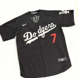 MLB × Nike × Streetwear RARE Julio Urias Black #7 Los Angeles Dodgers Jersey