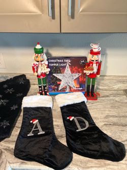 Christmas Holiday Decor Bundle – Nutcrackers, Stockings, Ornaments & Tree Skirt