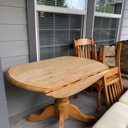 Solid Pedestal Drop Leaf Table And 2 Chairs