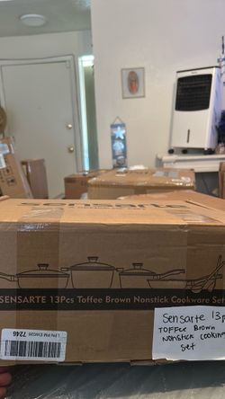 Sensarte 13-Piece Toffee Brown Nonstick Cookware Set