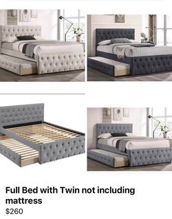 Full Bed with twin not including mattress