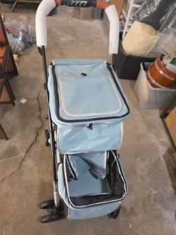 LPOTIUS Double Pet Stroller light blue