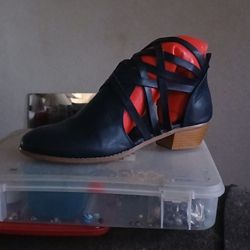 Black Cut Out Ankle Boots