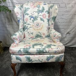 Pastel Floral Wingback Chair 