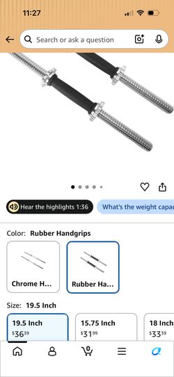 1” Threaded Dumbbells Handles (New)
