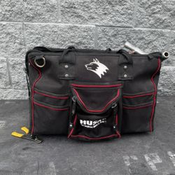 Husky Electrician Tool Bag Red/Black - 25" w/ Strap & Handle 30+ Pockets Used