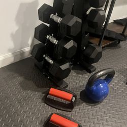 Complete Free Weights Set – Dumbbells, Kettlebell, Rack 