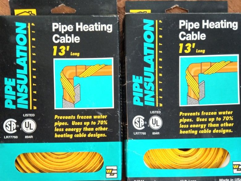 2 New M-D 13-Foot Pipe Heating Cables with Thermostats