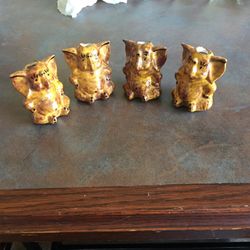 Ceramic Brown/gold Elephant Macramé Beads Vintage 2” X 2.25”