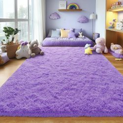 4x6 Fluffy Fuzzy Shaggy Carpet (purple)