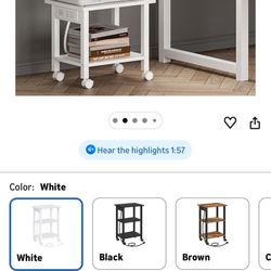 White 2-Tier Rolling Printer Cart w/ Power Outlets