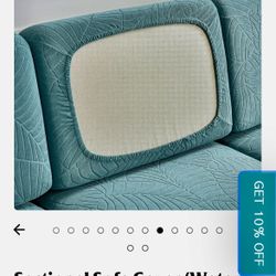 Sofa & Loveseat Cushion Covers X 5 Aqua Leaf Patterns By SofaGuards 