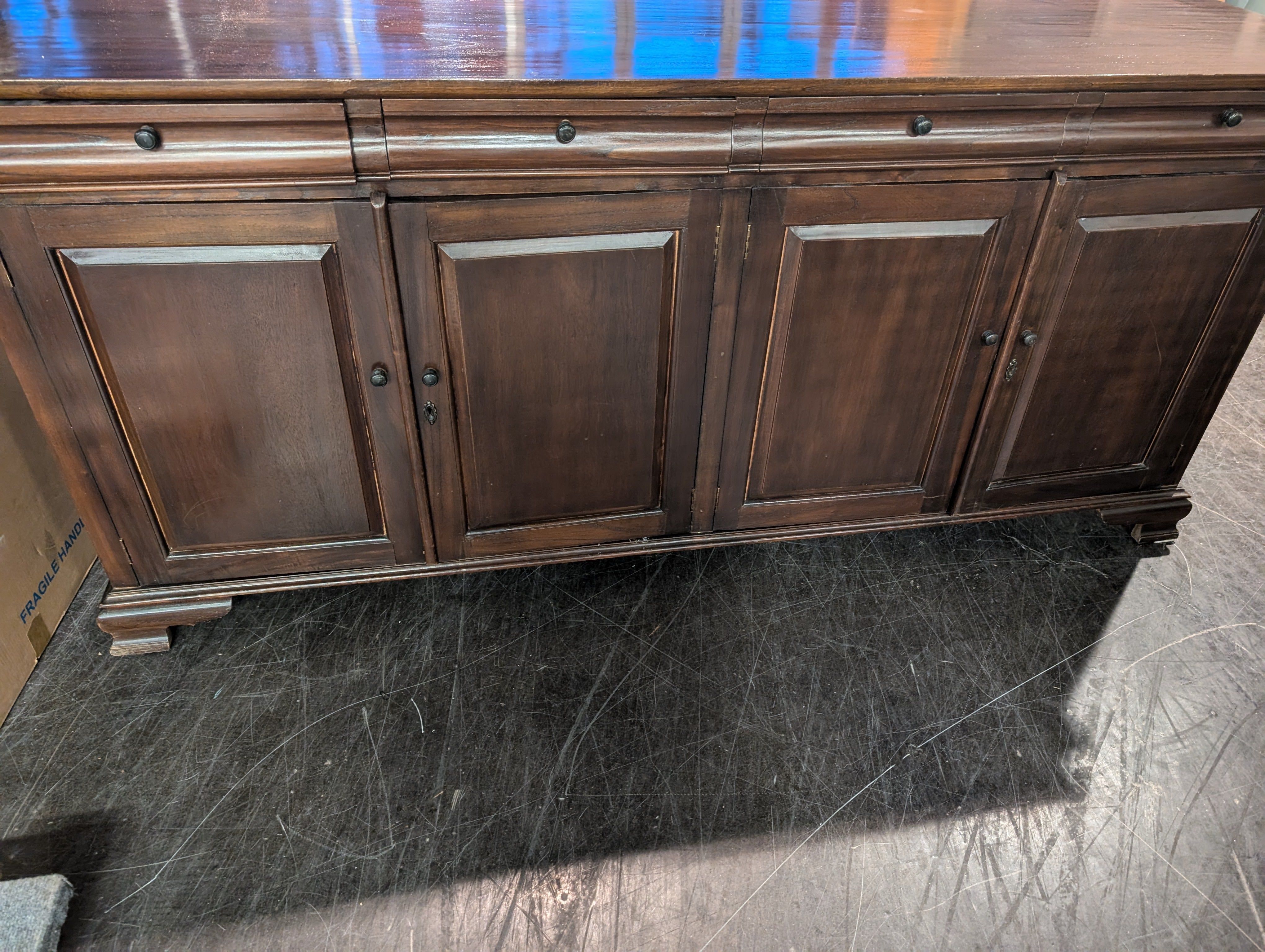 Sturdy Dark Wood Sideboard Buffet with Storage