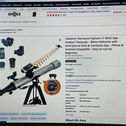 Telescope : Celestron StarSense Explorer LT 80AZ App-Enabled Telescope
