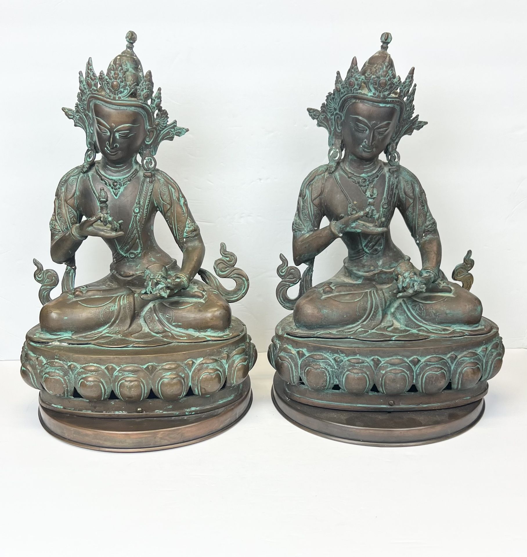 Bronze Buddha Statues with Patina $329 For Both