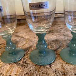 STUNNING Villeroy Boch Isabella Goblets Jade/Green Stem Rotweinglas Glassware Deal! NEW