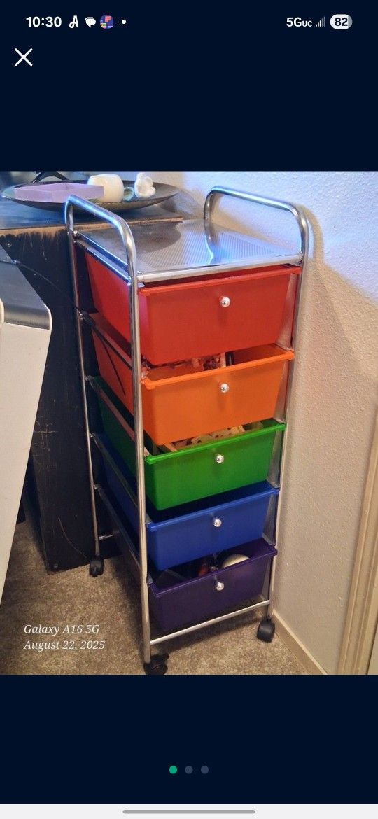 5 Drawer Colored Rolling Cart by Simply Tidy