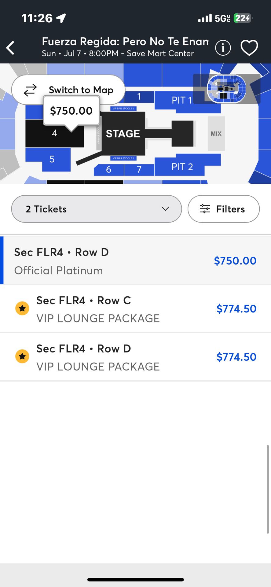 Fuerza Regida VIP Floor Seat Tickets $600 For 2 