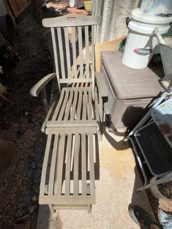 2 Vintage Wooden Steamer Deck Chairs – Brass Hardware – $125
