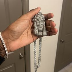 Full Moissanite Pendant and Chain set