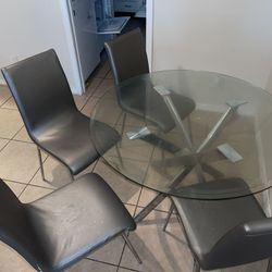 Glass Top Dining Room Table With Four Chairs