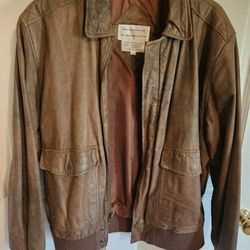 Vintage Leather Bomber Jacket Size Large