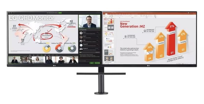 LG Two 24 Monitor Ergo Dual And DP Daisy Chain Stand