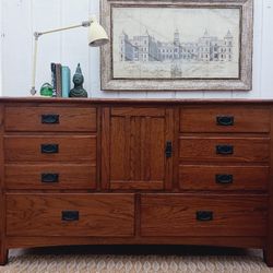 Vintage Mission Style Oak 8 Drawer Dresser,  Delivery Available