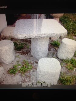 Garden table and 4 stools solid granite
