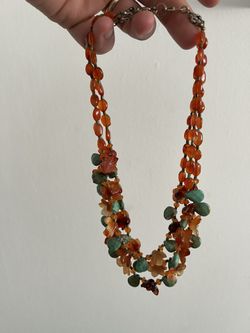 Multi-colored Amber and Turquoise Necklace