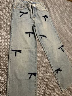 Girl Jeans/ wide leg/ bows/ New