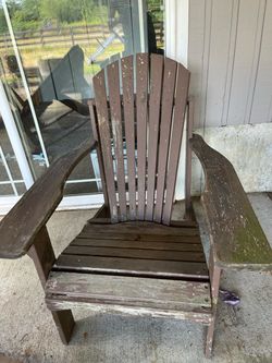 2 wooden andirondack chairs