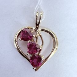 10K Gold & Lab-created Ruby Heart Pendant